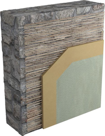 LEHMGRUNDPUTZ MINERAL AUF SCHILFROHRGEWEBE